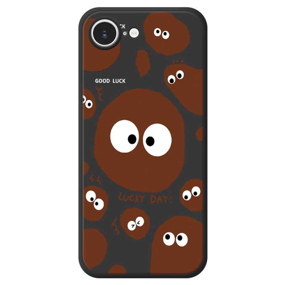 For iPhone 16e Case Funny Big Eyes Doll Pattern Printing Straight Edge TPU Phone Back Cover