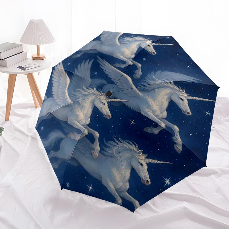 

1pc Flying Unicorns in Starry Sky Umbrella with Plastic Handle,Suitable for All Seasons Home Travel Outdoor Umbrellaptys31066