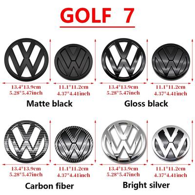 VW Chrome Silver/Glossy Black Front Radiator Grille & Rear Trunk Lid Emblems for VW Golf 7 (2014 - 2017) - Auto Badge Accessories
