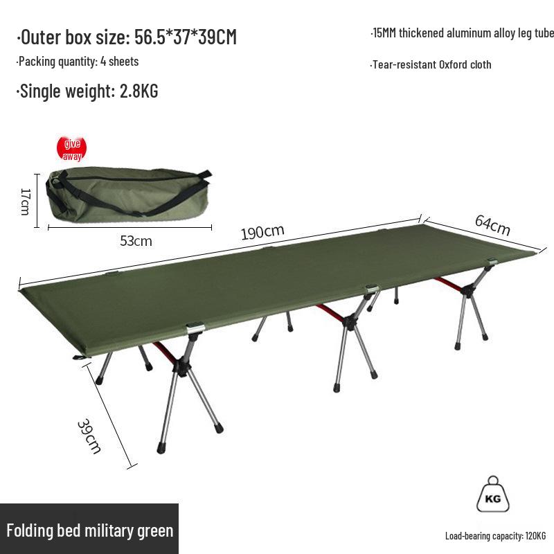 Adjustable Aluminum Folding Camping Bed with Oxford Cloth