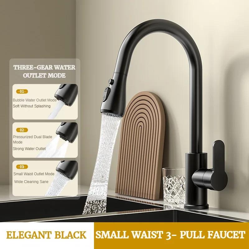

Kitchen hot and cold pull-out detachable kitchen sink faucet faucet mixer manual G3/8 чёрный