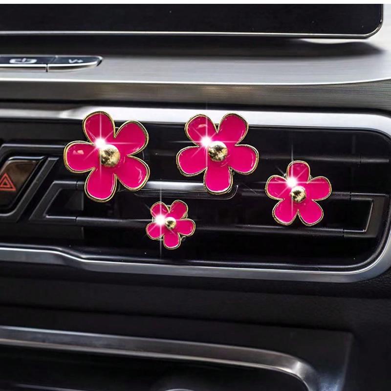 4-Piece Car Air Vent Scented Clip for Vehicle Air Conditioning Vents Flower Decoration Clip