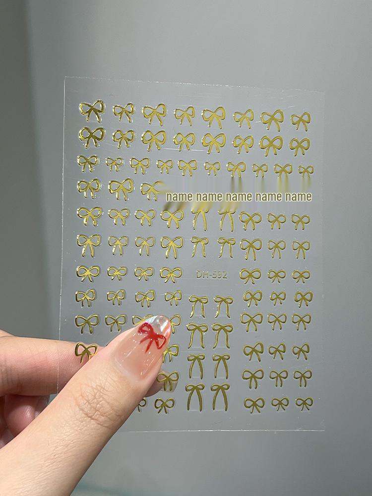 Trendy New Year Nail Art Stickers: Red, Black & White with Gold/Silver Hot Stamping and Bow Designs
