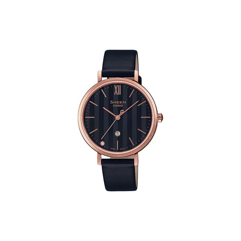 

Casio SHEEN series, elegant, simple, thin, Japanese Roman scale, quartz movement, leather strap, Japanese and Korean watch, women s SHE-4539CGL-1AUPR чёрный