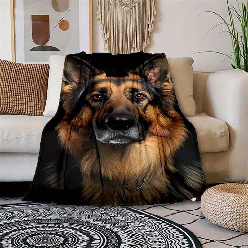 1pc German Shepherd Dog Print Blanket - Plush Lightweight Warm Polyester, Anti-Tear Hypoallergenic All-Season Throw for Living Room, Bedroom