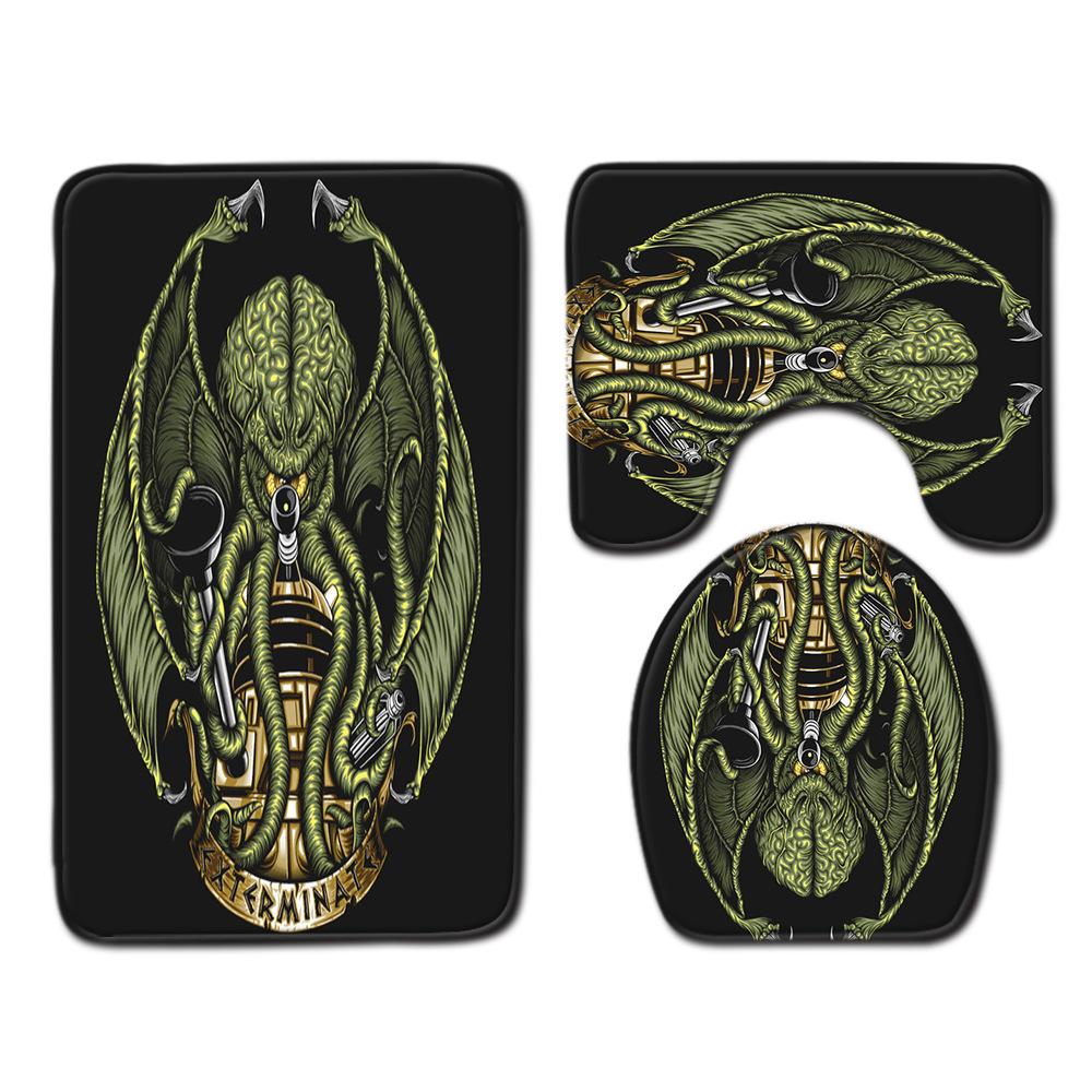 Creative Retro Bathroom Toilet Three-Piece Floor Mat Combination Set Household Door Mat Kitchen Absorbent Non-Slip Carpet