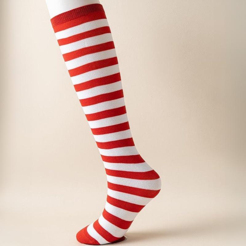 1 Paar knielange schwarze weiße rosa Wadenstrümpfe warme gestreifte Socken für Jungen Mädchen japanischer Stil bunte gestreifte Socken