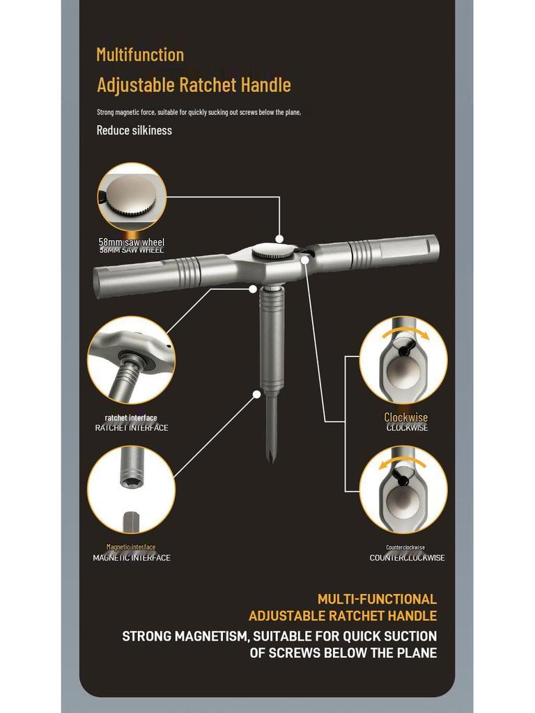 Multifunctional Ratchet Screwdriver Set with High Hardness Bits for Repair & Assembly