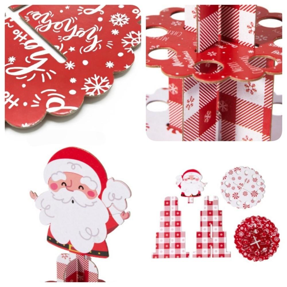 Round Santa Claus Cupcake Stand 3 Tier Cake Display Rack Christmas Party Supplies
