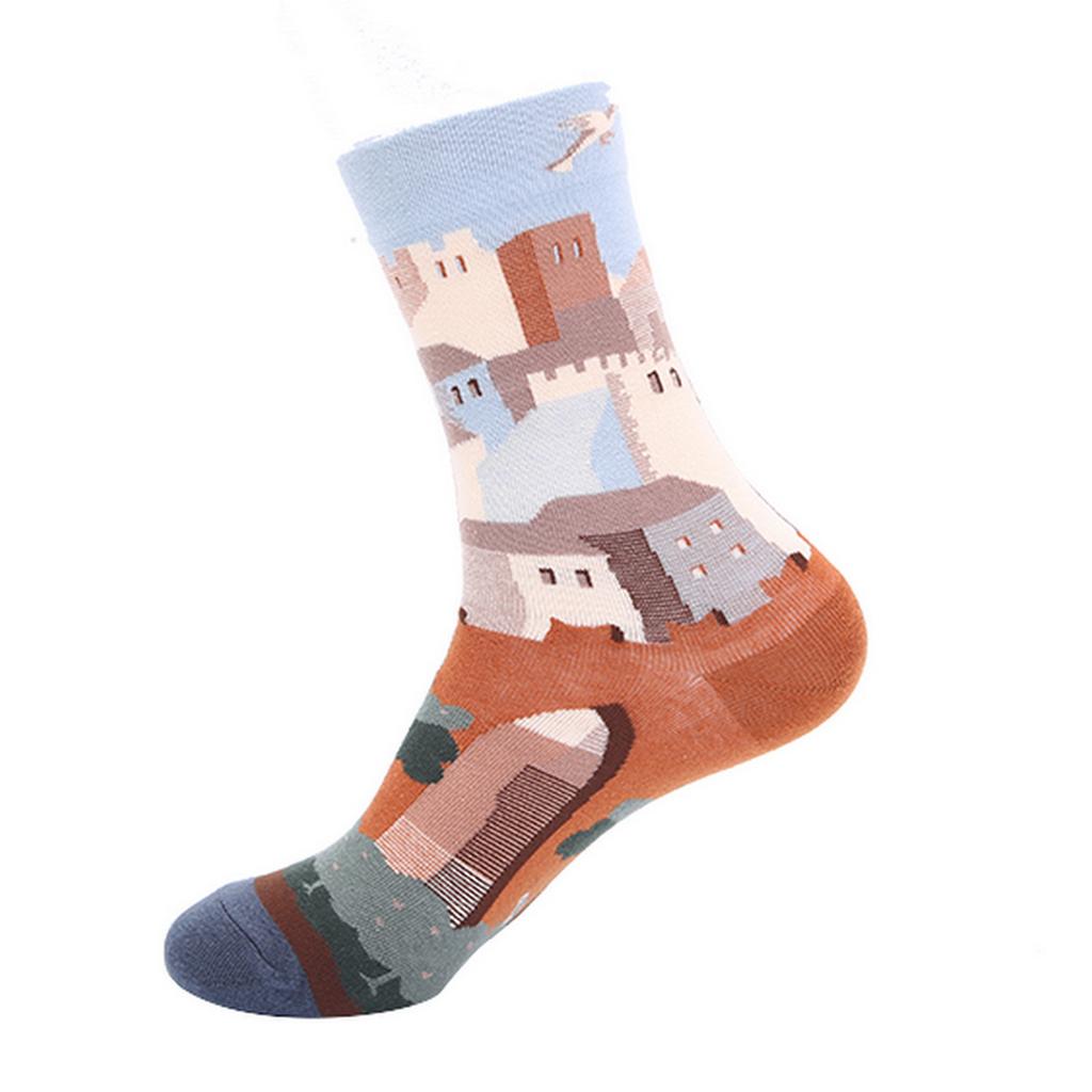 Hot Selling Colorful Funny Novelty Socks Men Women's Art Painting Printing Crew Socks Autumn and Winter Cotton Sports Socks