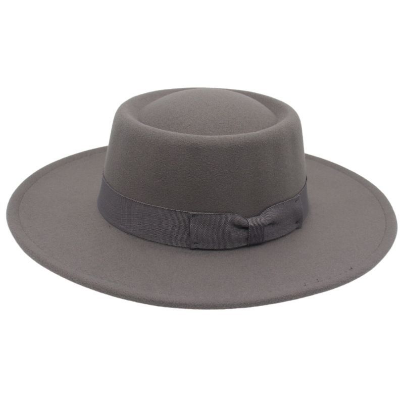 Popular Top Hat Versatile Bow Dome Convex Top Big Brim Fashion Casual Woolen Felt Hat Top Hat Hat
