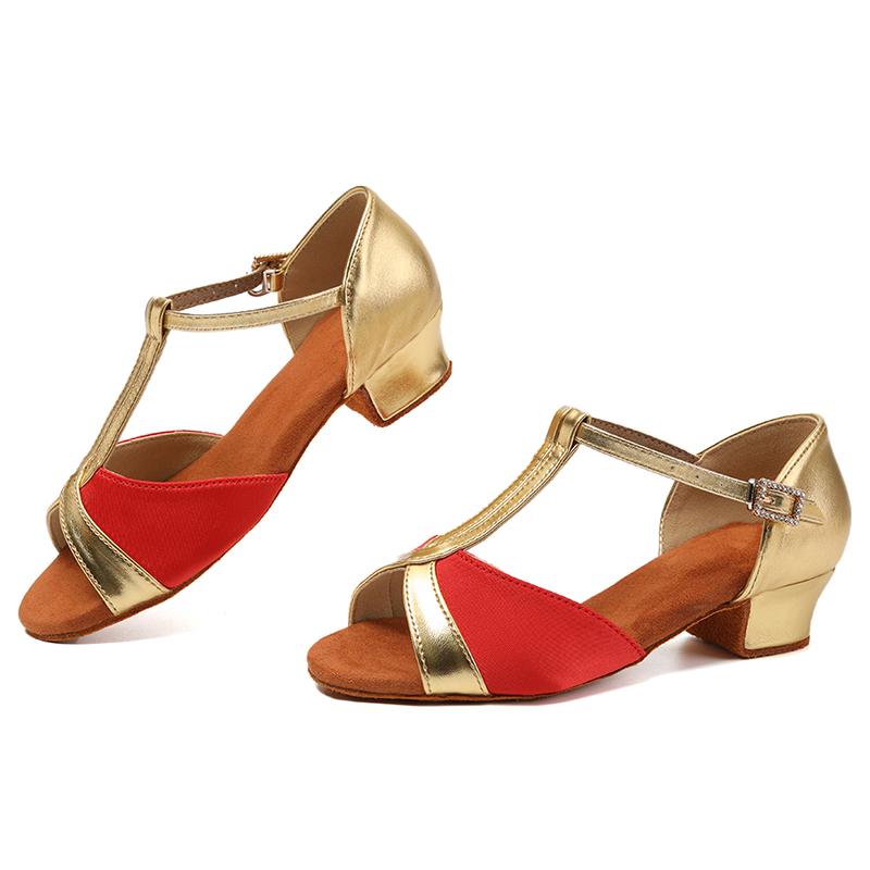 Rumba Latin Dance Womens Girls Shoes Low Heeled Ballroom Tango Shoes Soft Bottom Heeled 35cm