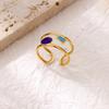 Geometrische Emaille-Ringe aus Edelstahl für Damen Mädchen Öffnender Ring in Goldfarbe Hochzeitspaar Schmuck Geschenke anillos hombre