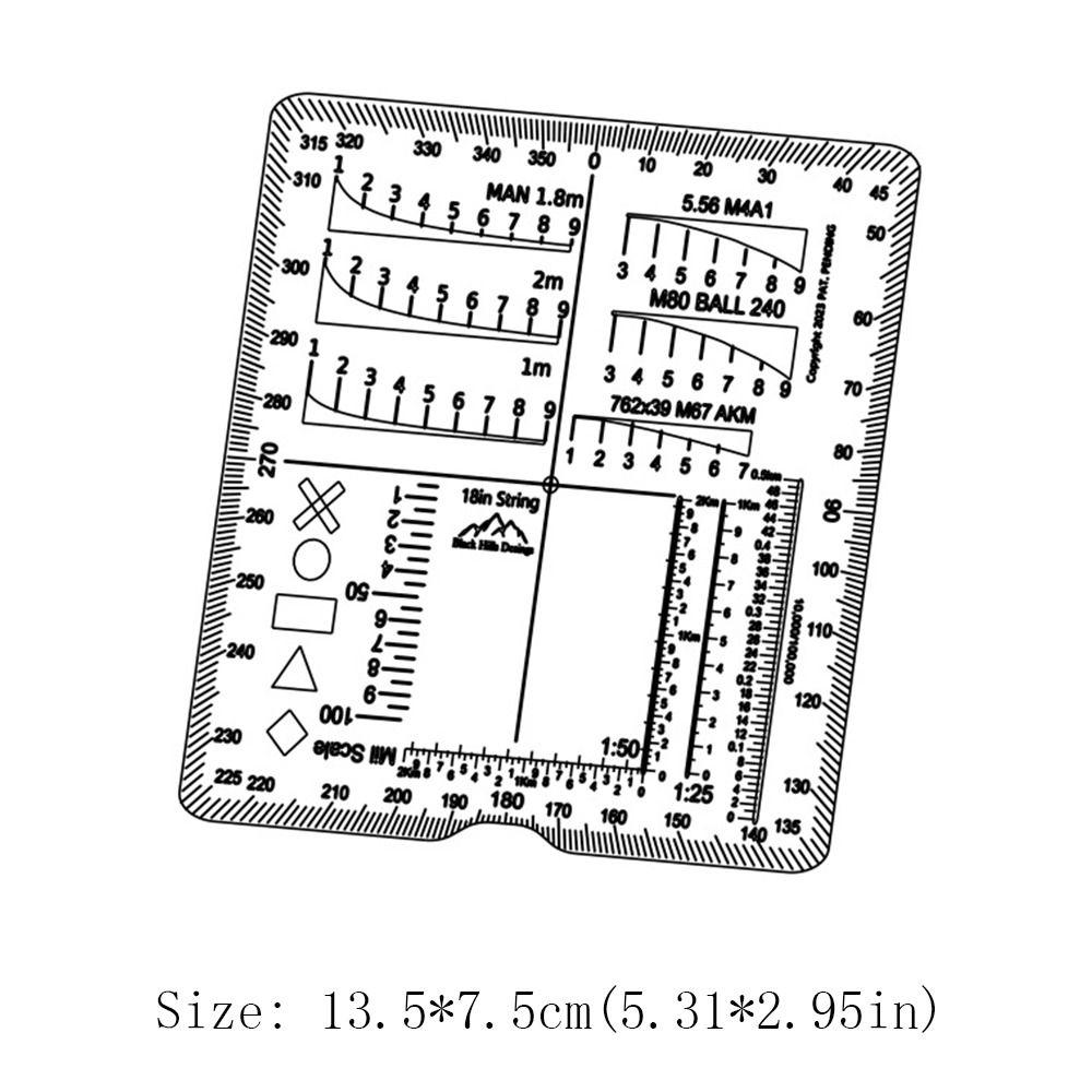 Hunting Ruler Range Finder Card Square Auxiliary Rangefinder for Outdoor Hunting Supplies
