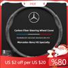 FBK3 2025 Hot Mercedes Badge Leather Steering Wheel Cover Car Styling For Mercedes Benz AMG W203 W206 W220 W205 W211 W212 W201 W210 W