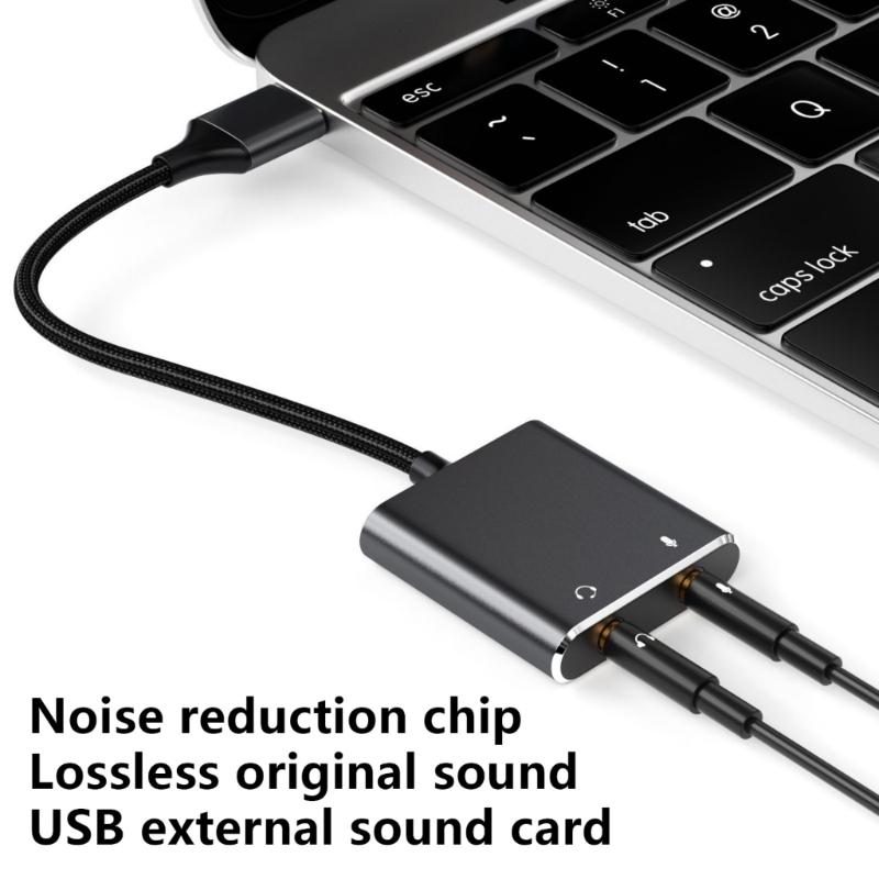 USB to 3.5mm Jacks Sound Adapter External Stereo Sound Card for /PC/Laptop Microphones USB to Headphone Adapter