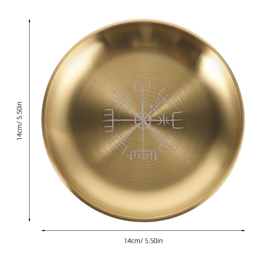 Stainless Steel Decorative Tray Polished Flat Bowl Round Metal Jewelry Tray Altar Ritual Plate Prayer Offering Ring Trinket