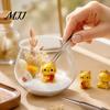 Decorative Charms for Creative Projects 6PCS Mini Yellow Cat Figurines, Symbolizing Good Luck And Prosperity Tiny Small Figurines Tabletop Decoration