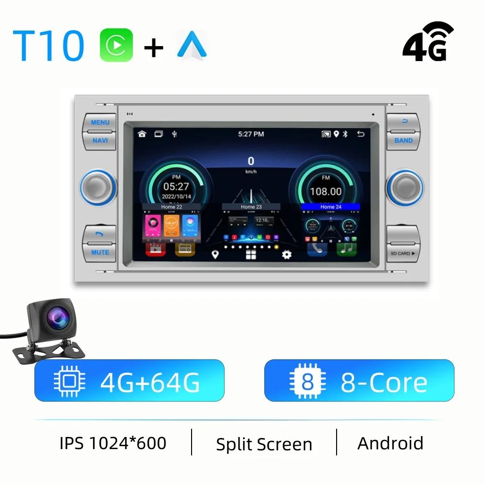 2Din Android 12 Car Radio GPS Navigation for Ford Mondeo S-max Focus C-MAX Galaxy Fiesta Transit Fusion Connect Kuga Multimedia