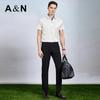 Antonio Men's Business Casual Short-Sleeve Silk Shirt