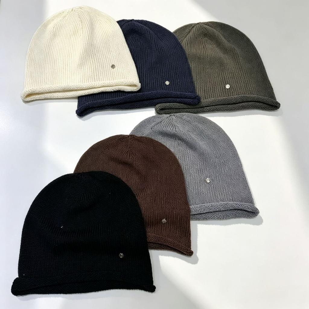 Minimalist style small standard knitted stack hat unisex warm ear protection big head circumference knitted hat showing face small cold hat