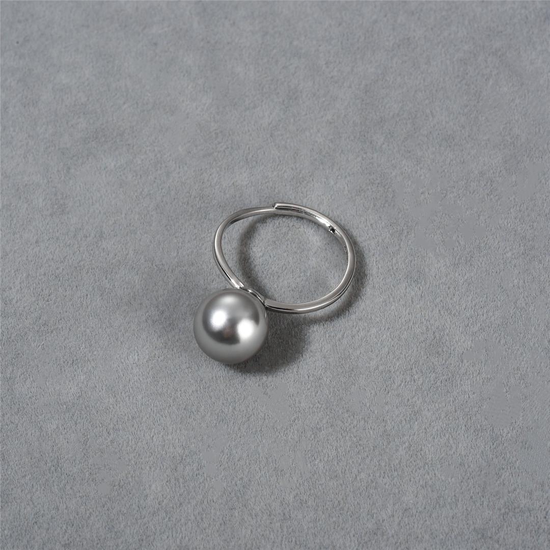 Earrings High Quality Version Silver Grey White Pearl Ring S925 Sterling Silver Wind Opening Ring Women