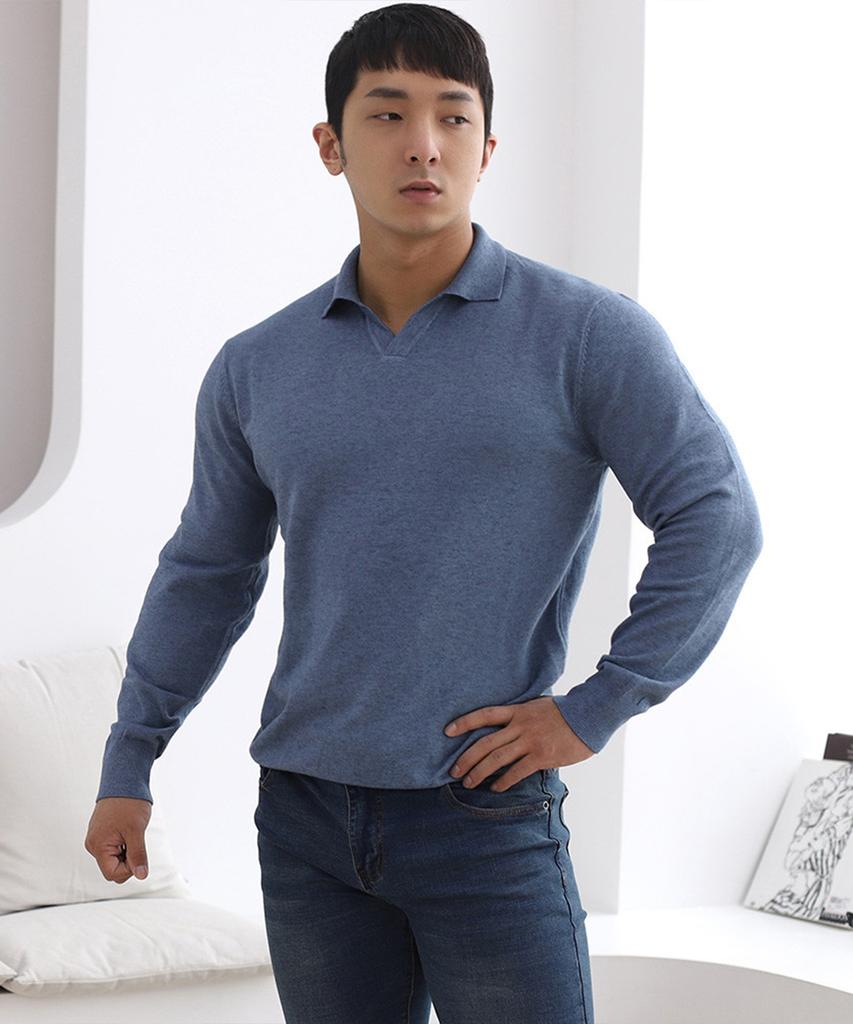 Bestfit Soft Muscle Fit Open Collar Neck Long Sleeve Knit (Type B)