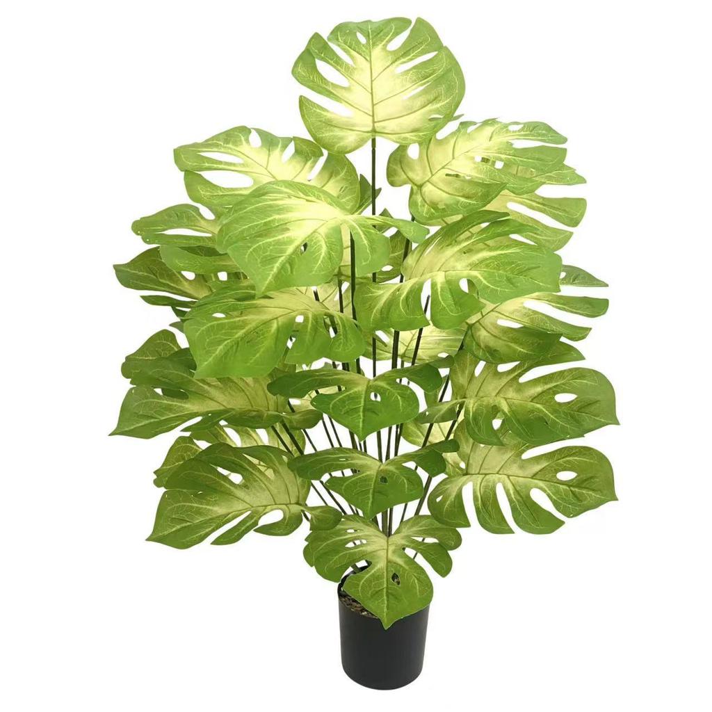 White Variegated Monstera Artificial Plant for Window Display, Garden, Home Decoration, and Soft Furnishings.