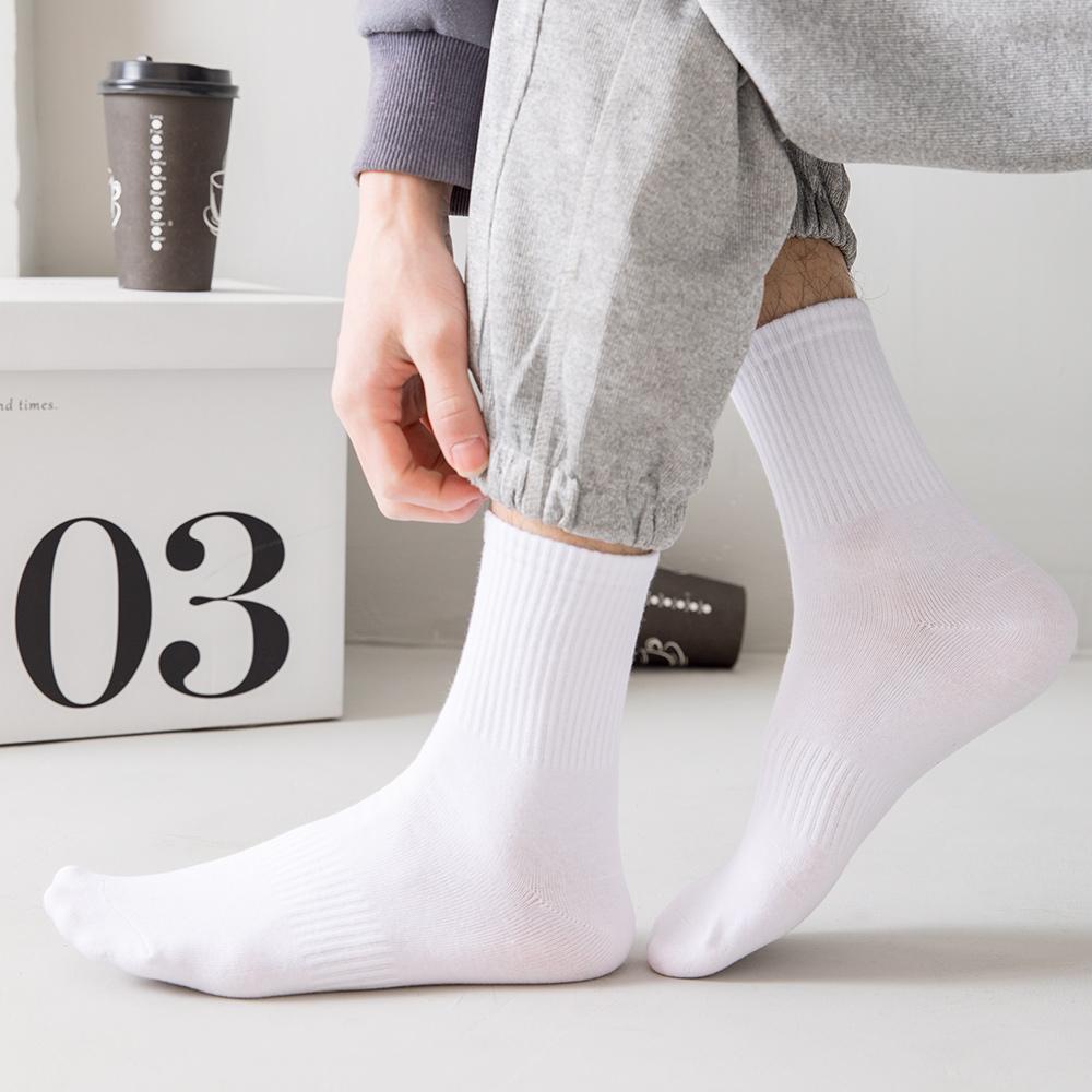 Men Socks Breathable Long Socks Solid Color Outdoor Sports Socks
