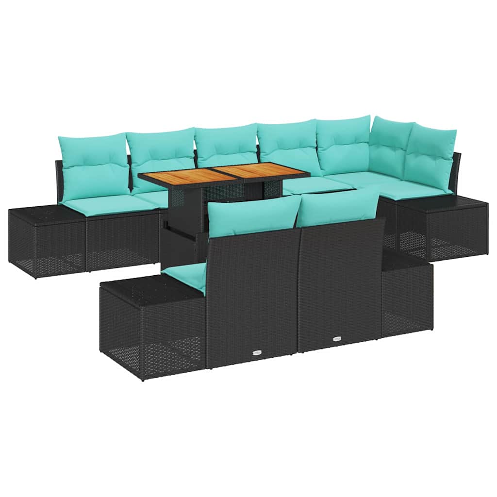 Garden Dining Set 9 Pcs. 8 Seater Black and Teal