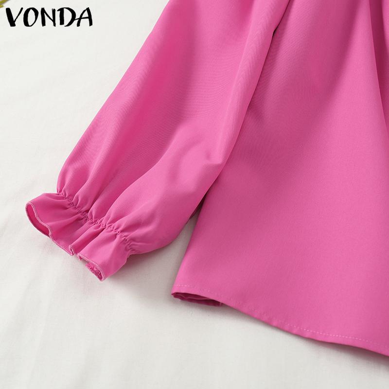 VONDA Women Summer Off Shoulder Ruffle Lantern Long Sleeve Blouses