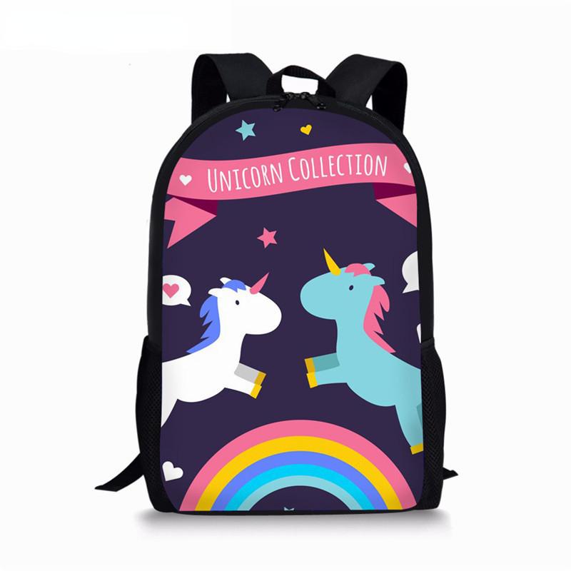 Harajuku Youthful Novelty Unicorn Student School Bags Notebook Backpacks 3D Printed Oxford Waterproof Boys/Girls Travel Bags