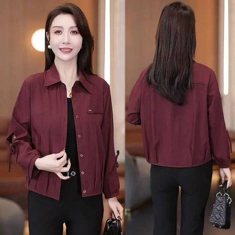 

2026 Spring Chic Solid Color Versatile Women s Age-Reducing Short Jacket 3XL (suggested weight 120-135 jin)