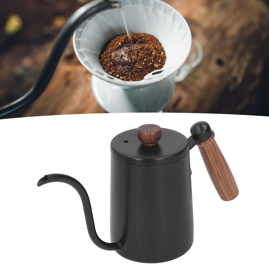 600ml 20oz Pour Over Coffee Kettle Pour Over Kettle Gooseneck Spout Coffee Tea Pot with Wood Handle