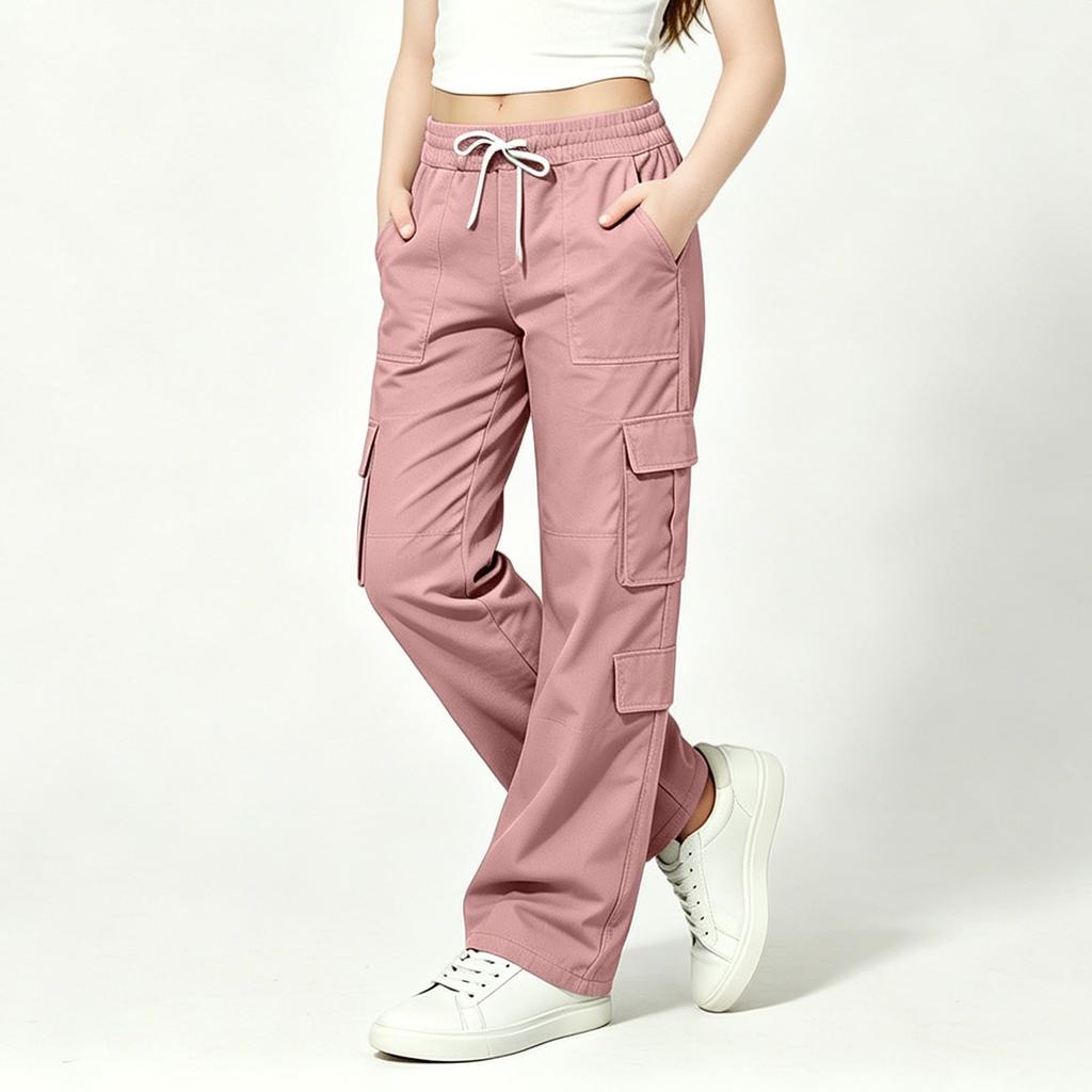 Children's Color Multi-Pocket Cargo Pants Casual Versatile Everyday Wear for Boys and Girls