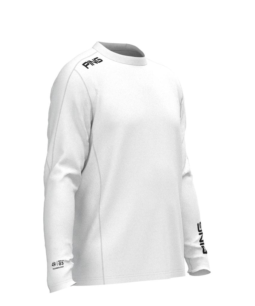 Ping Apparel Men's Long Sleeve Crew Neck Shirt [AddElm Series] (ADD.03 Technology) / Golf Undershirt / 621-3266803 030_White, Size S