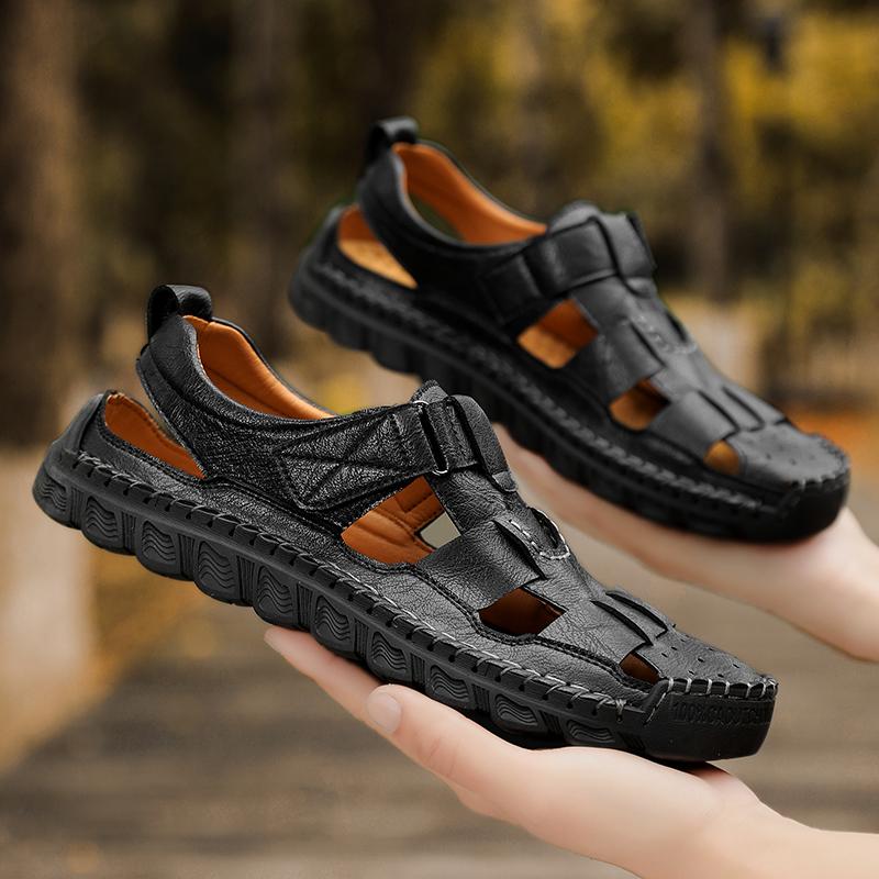 Męskie sandały w stylu vintage, skórzane, outdoorowe, męskie buty letnie, nowy rozmiar, męskie sandały, modne, szybkoschnące, do brodzenia, buty wodne, plażowe, płaskie