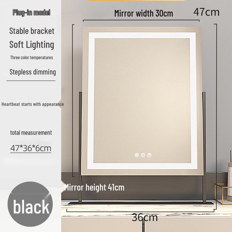 Miroir de maquillage LED Hollywood avec lumière tricolore, Miroir de coiffeuse intelligent de bureau