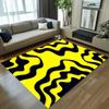 Black Yellow Wave Pattern Visual Illusion Carpet Rug Mat Home Decoration Modern Geometric Curved Design Abstract Floor Mat