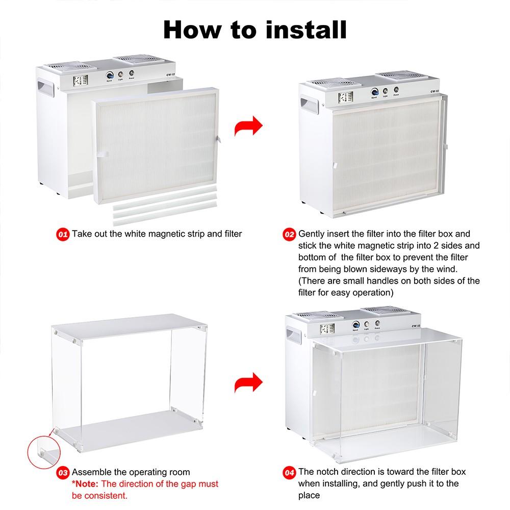 LTQ VAPOR CW-12 Laminarflödesbänk, 17"x13" FFU Inokuleringsbox Fläktfilterenhet för Laboratorium, Renrum