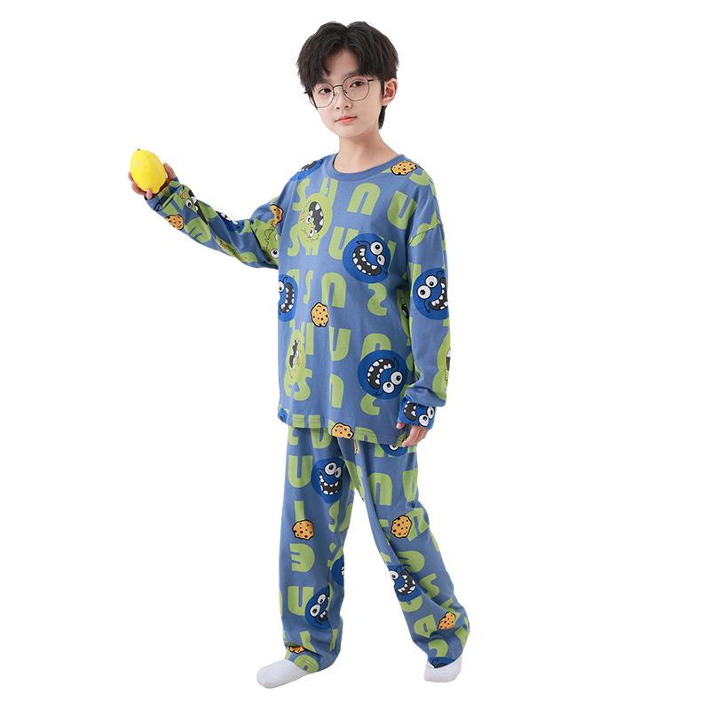 Boys' Spring/Autumn Cotton Pajama Set - Skin-Friendly Cartoon Print Two-Piece for Kids 2025