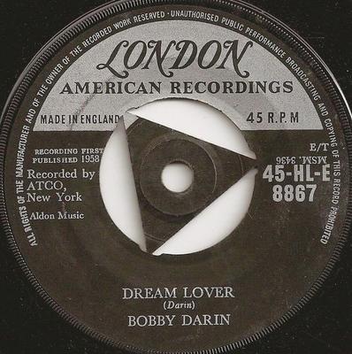 7inch Record BOBBY DARIN - Dream Lover / Bullmoose 45HLE8867 London Records, 1959 UK Rock Used