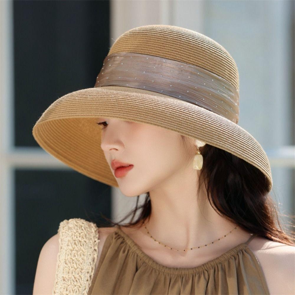Dome Weave Hat Boho Women's Sun Hats Sweet UV Protection Cap Holiday