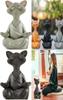Meditations Yoga Katze Statue Figur Handgefertigt Und Bemalt Harz Mit Glücklichem Ausdruck