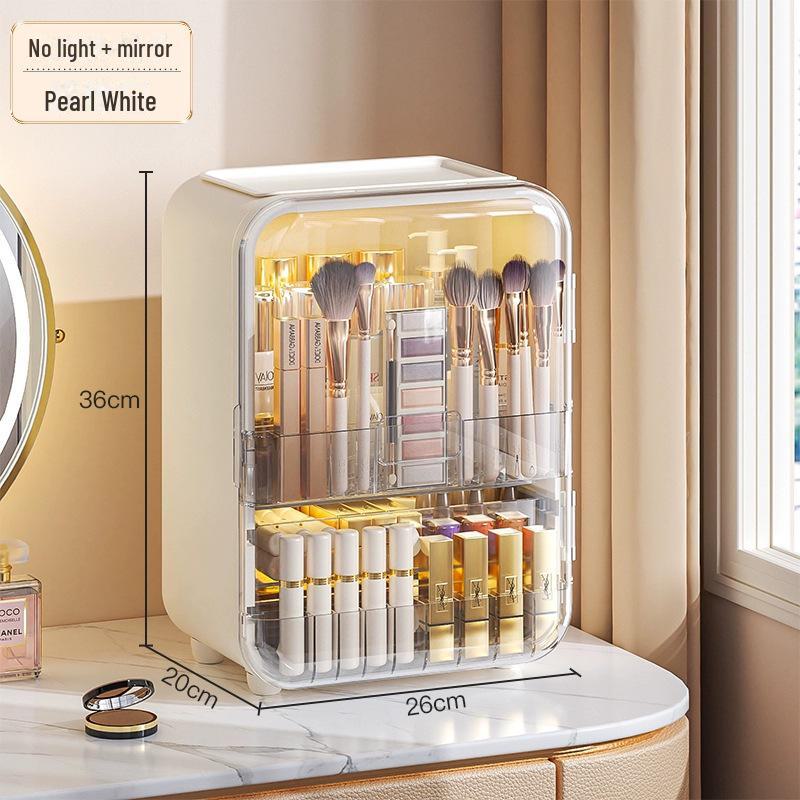 

Вместительный пылезащитный ящик для хранения косметики с зеркалом для туалетного столика.