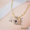 Luxury Female Crystal White Red Zircon Stone Flower Pendant Necklace Vintage Gold Color Wedding  For Women