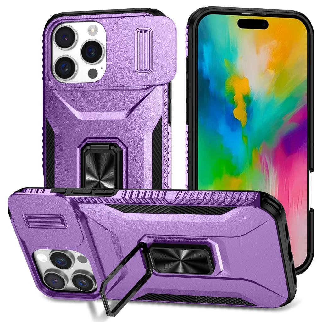 For iPhone 16 Pro Max Case Camshield Kickstand TPU+PC Phone Cover
