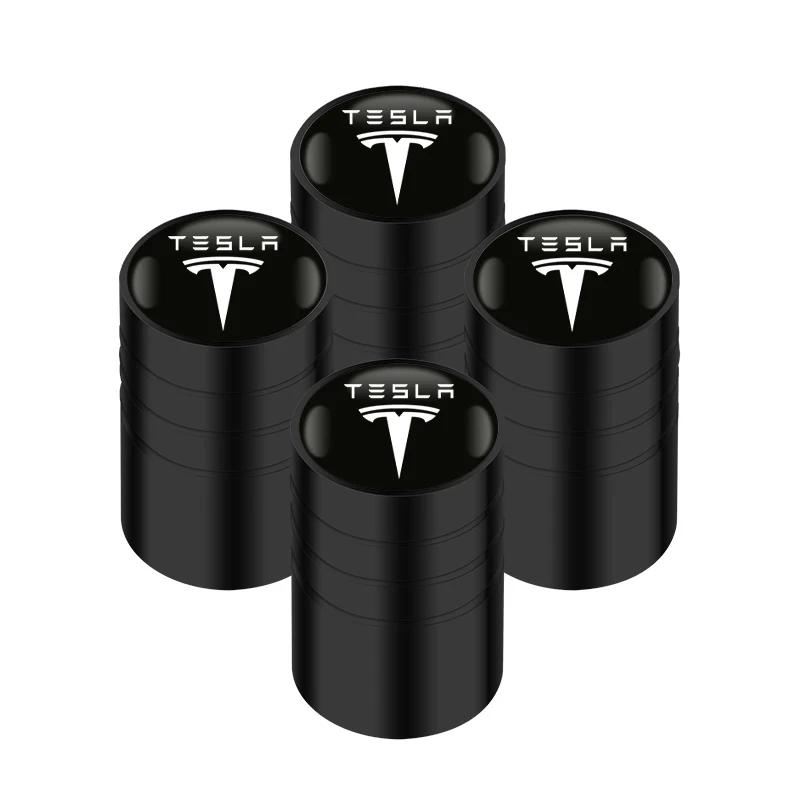 Car Sticker Tesla 4pcs Aluminum Alloy Car Wheel Tire Valve Caps Tyre Rim Stem Covers For Tesla Model 3 Model X Y Style Roadster