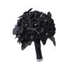 Artificial Flower Halloween Black Rose Silk Bouquet for Gothic Party Event Table DIY Arrangement Decor