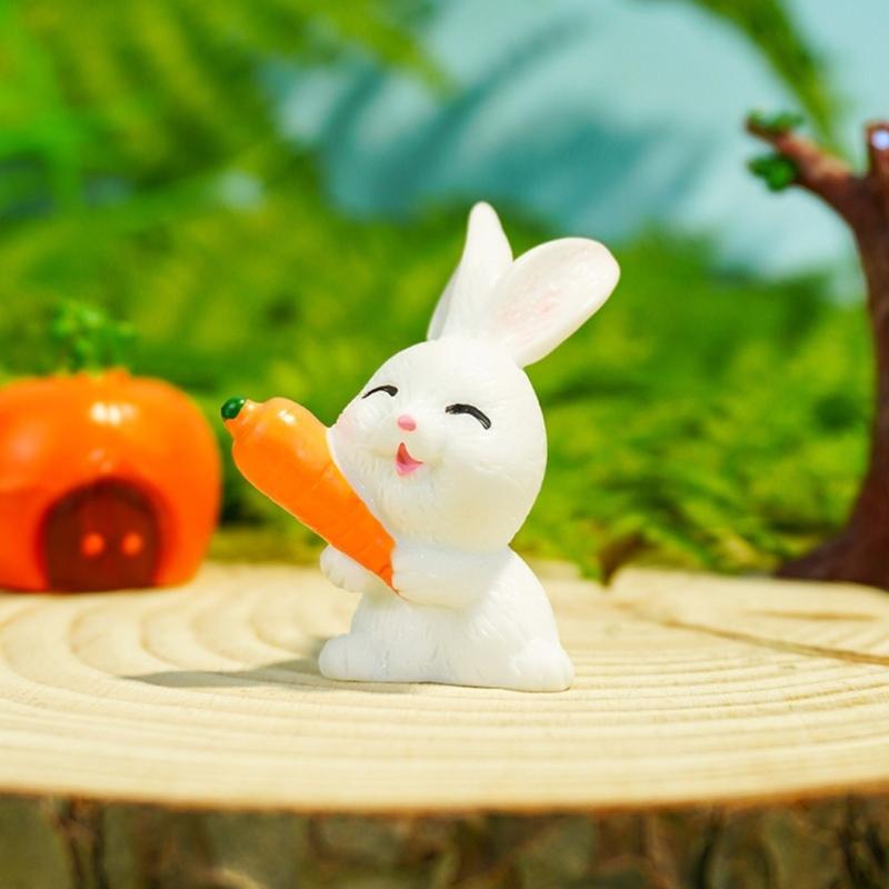 10Pcs Rabbit Garden Accessories DIY Landscape Ornaments for Easters Bunnies Decors Potted Plant Terrariums Miniatures